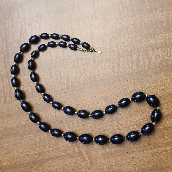 Monet Black Beads Necklace, Signed - Picture 3 of 5